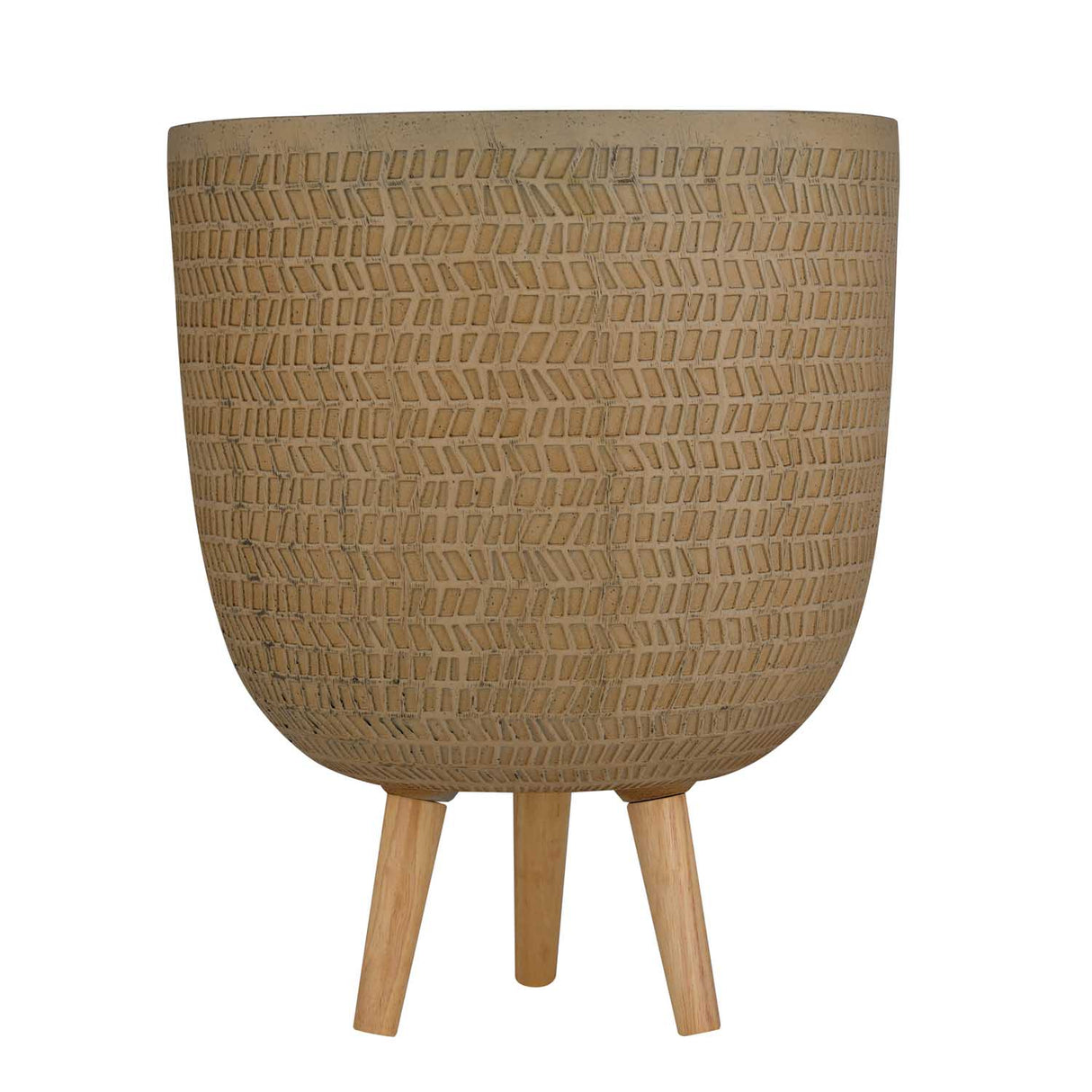 Chevron Pattern Trileg Planter Large- Brown