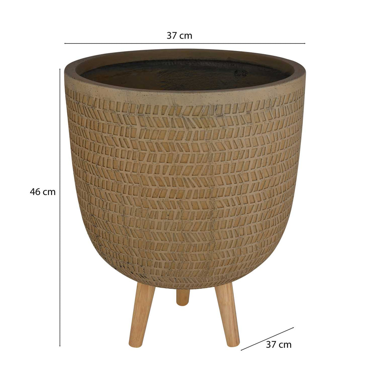 Chevron Pattern Trileg Planter Large- Brown