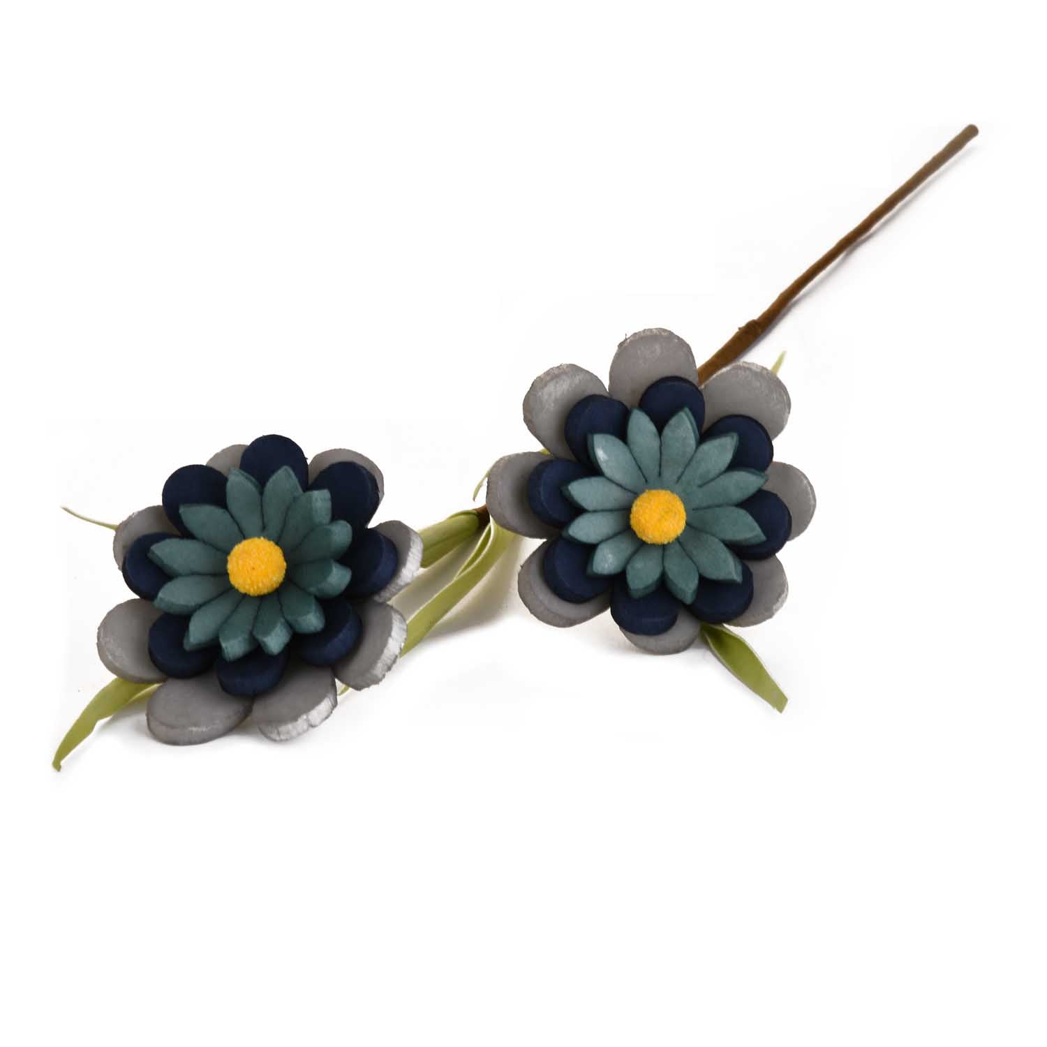 Artificial Flower Bunch- Grey and Blue