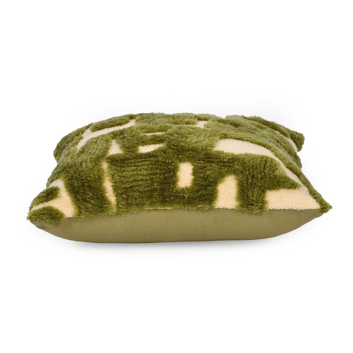 Maze Pattern Tufted Cotton Cushion Cover- Green