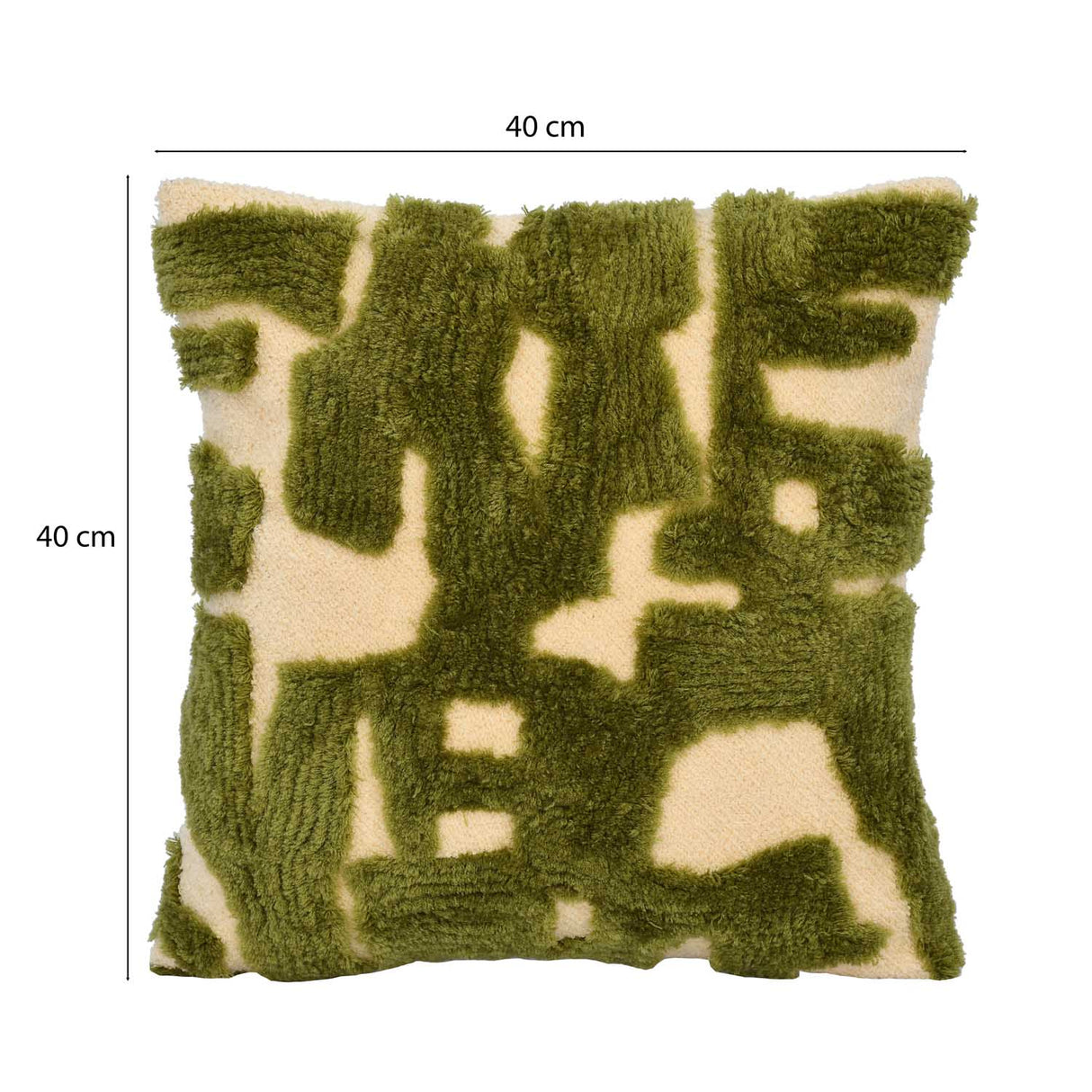 Maze Pattern Tufted Cotton Cushion Cover- Green