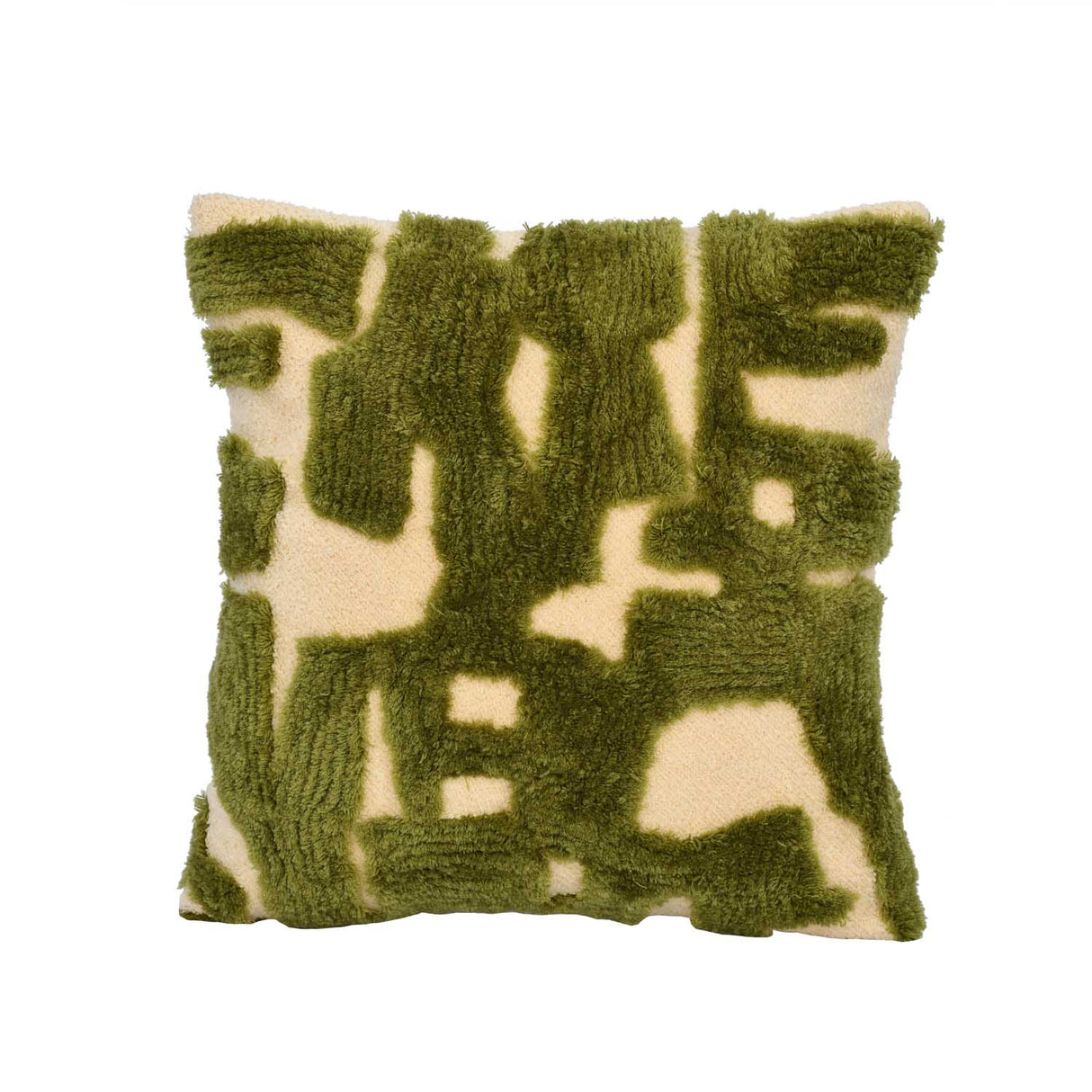 Maze Pattern Tufted Cotton Cushion Cover- Green