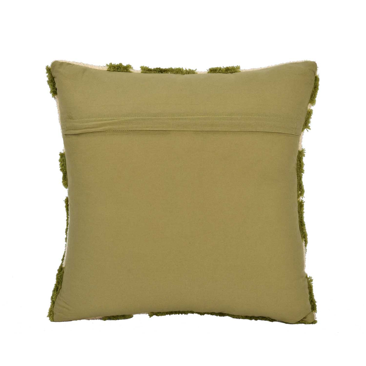 Maze Pattern Tufted Cotton Cushion Cover- Green