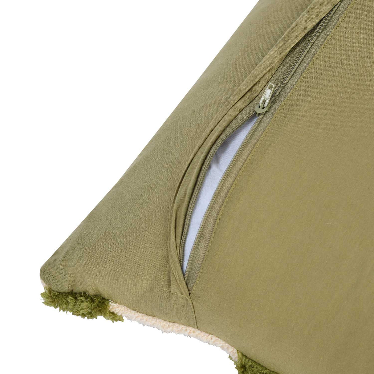 Maze Pattern Tufted Cotton Cushion Cover- Green