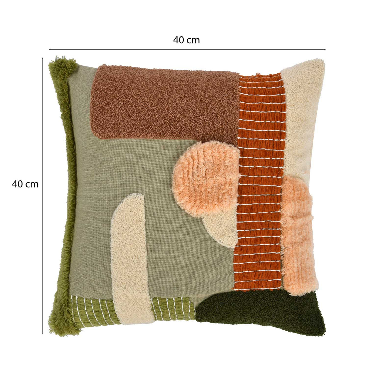 Abstract Pattern Tufted Cotton Cushion Cover- Multicolor