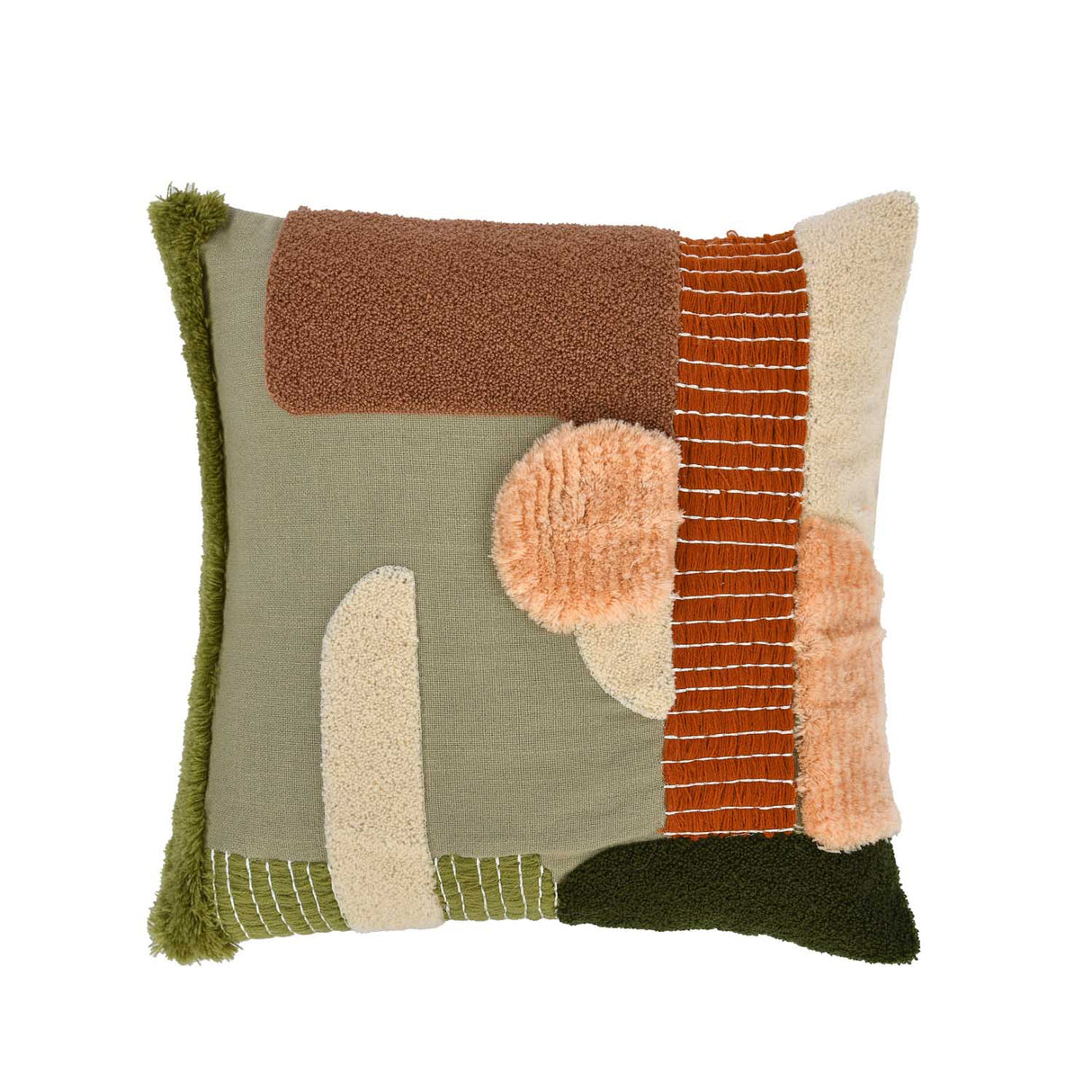 Abstract Pattern Tufted Cotton Cushion Cover- Multicolor