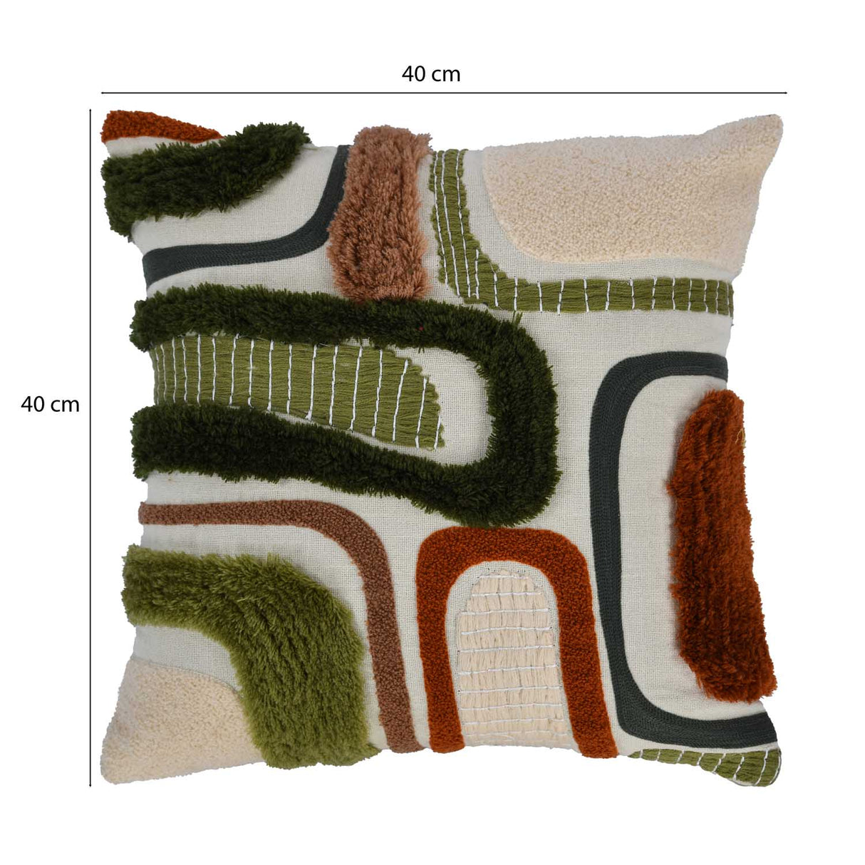 Arches Pattern Tufted Cotton Cushion Cover- Multicolor