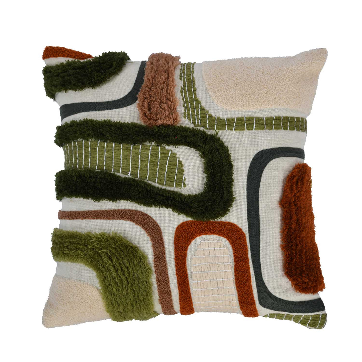Arches Pattern Tufted Cotton Cushion Cover- Multicolor