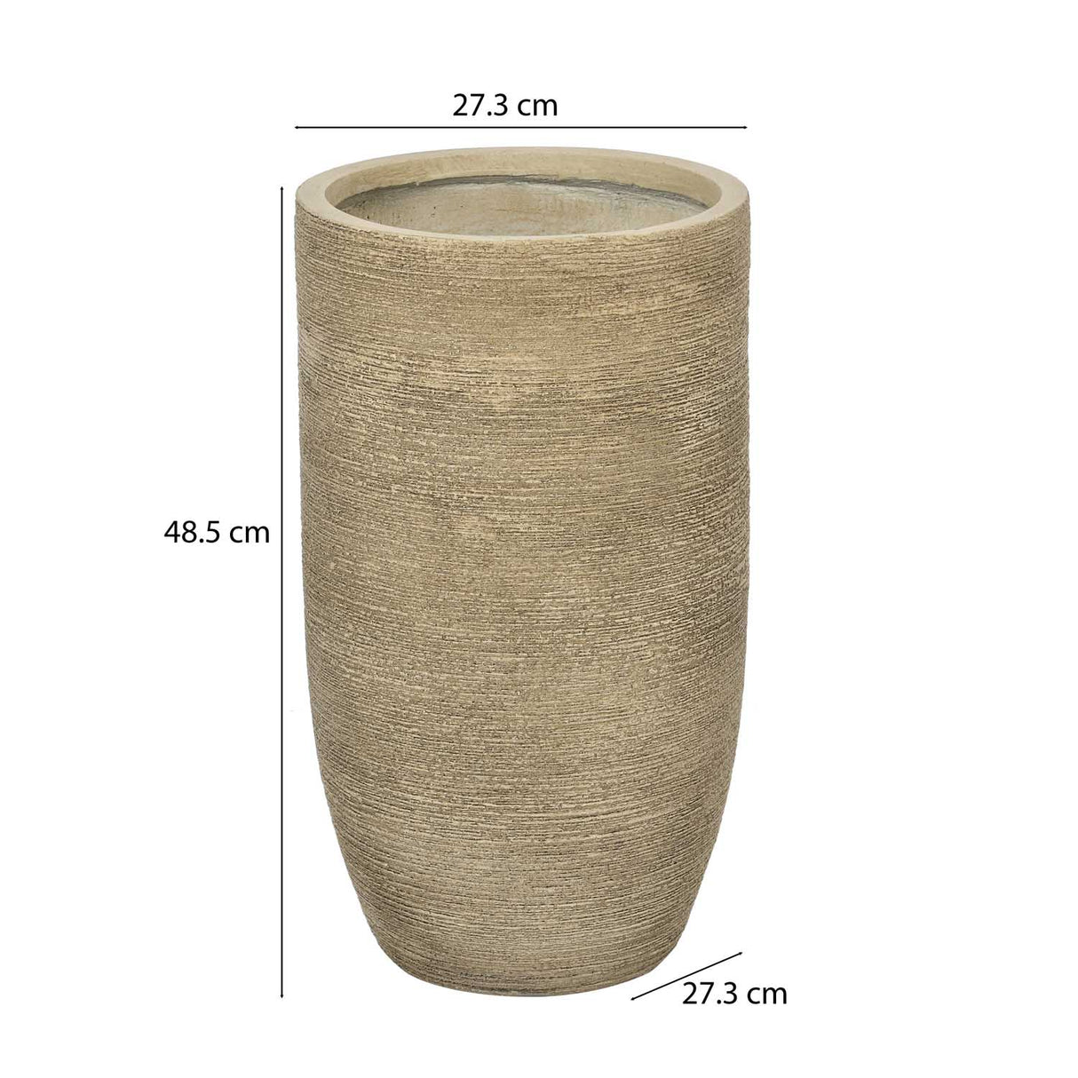 Bullet Shaped Tall Planter 49 cm- Beige