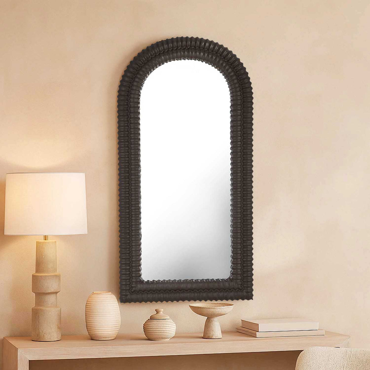 Dual Arch Wall Mirror- Brown