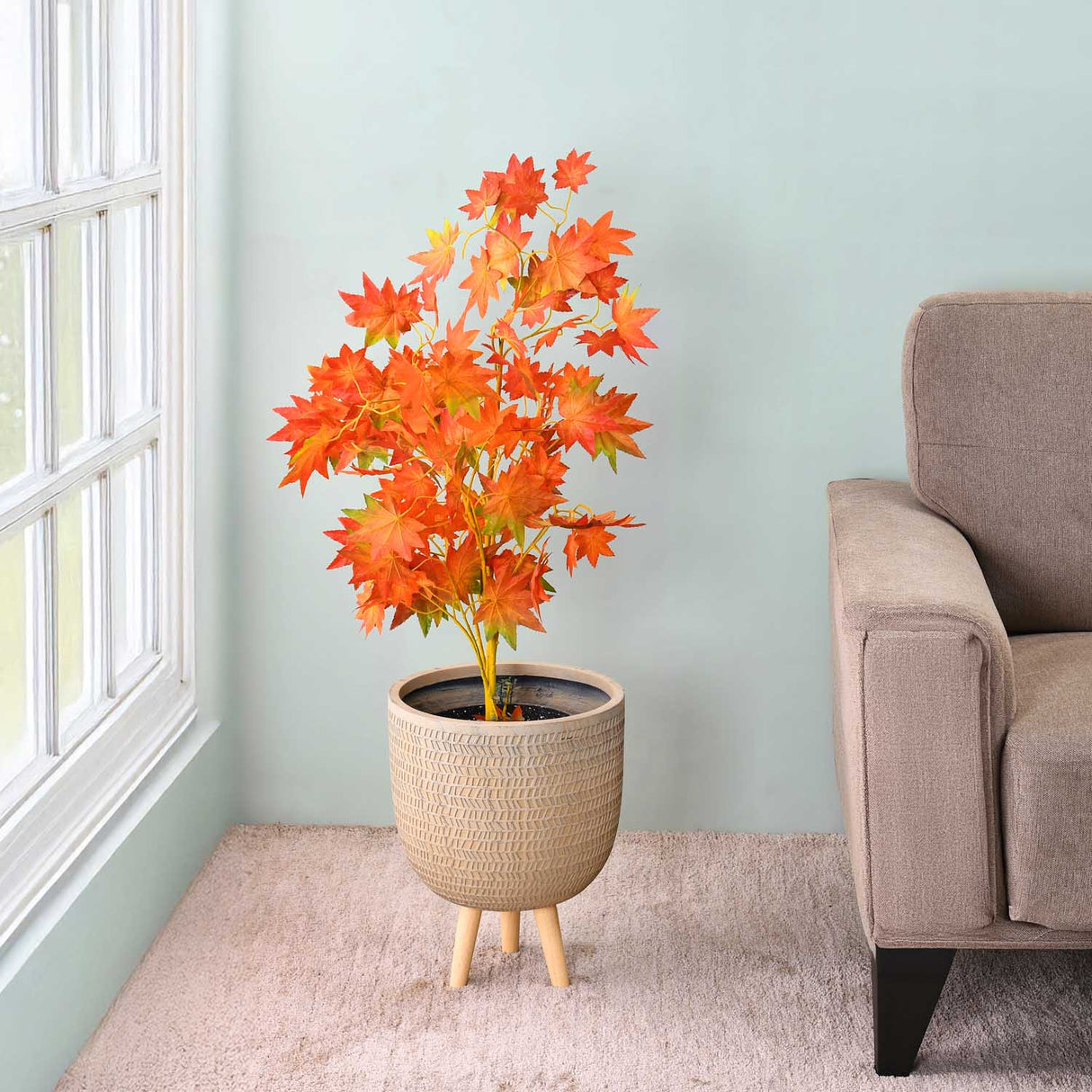 Chevron Pattern Trileg Planter Small- Brown