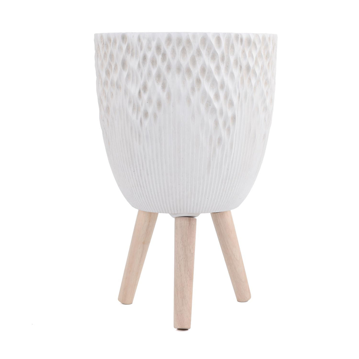 Tri-Leg Textured Fiber Clay Planter- Off White