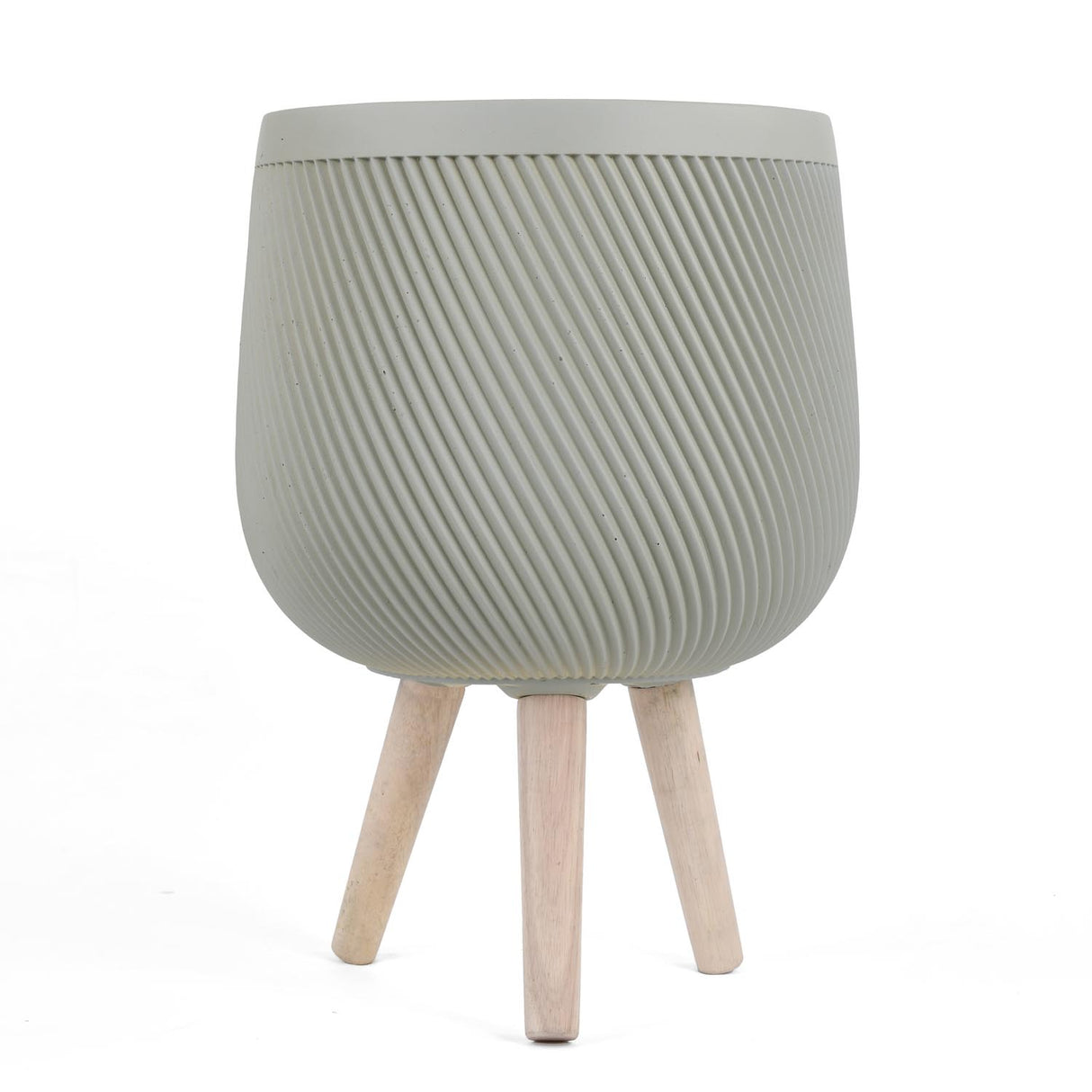 Tri-Leg Textured Fiber Clay Planter- Green