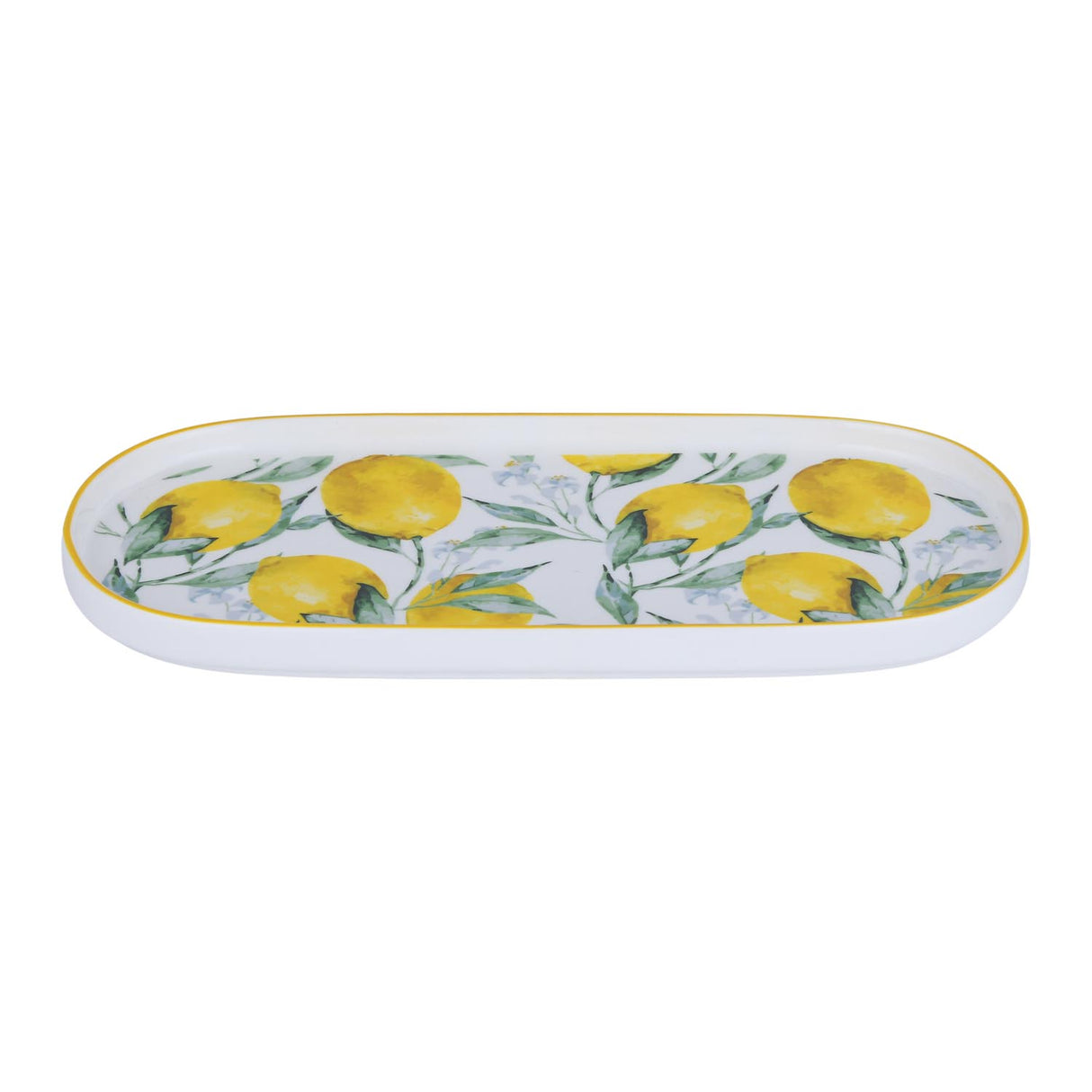 Lemon Lush Oval Ceramic Serving Platter- Yellow, 25 cm