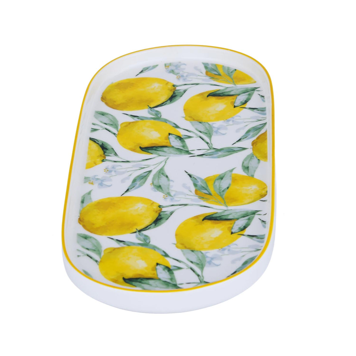 Lemon Lush Oval Ceramic Serving Platter- Yellow, 25 cm