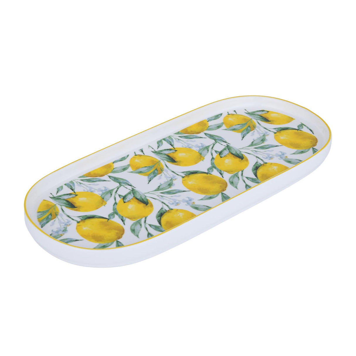 Lemon Lush Oval Ceramic Serving Platter- Yellow, 33.7 cm