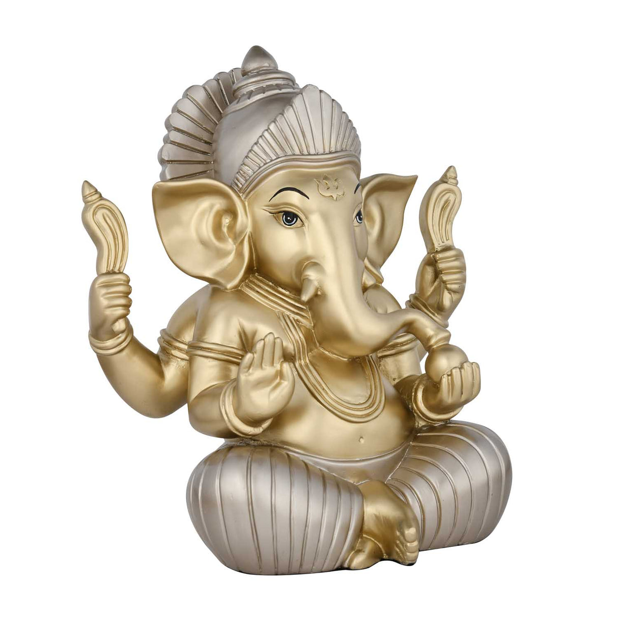 Ganesha Tathastu Decorative Polyresin Showpiece- Silver and Gold
