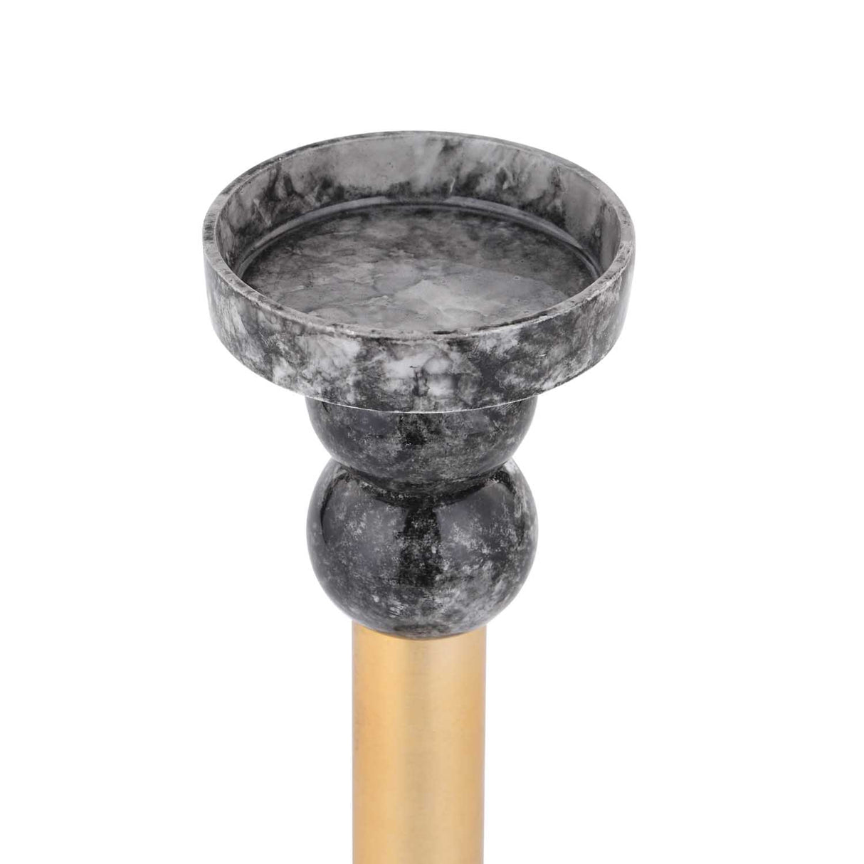 Decorative Tiered Pillar Metal Candle Holder- Black & Gold