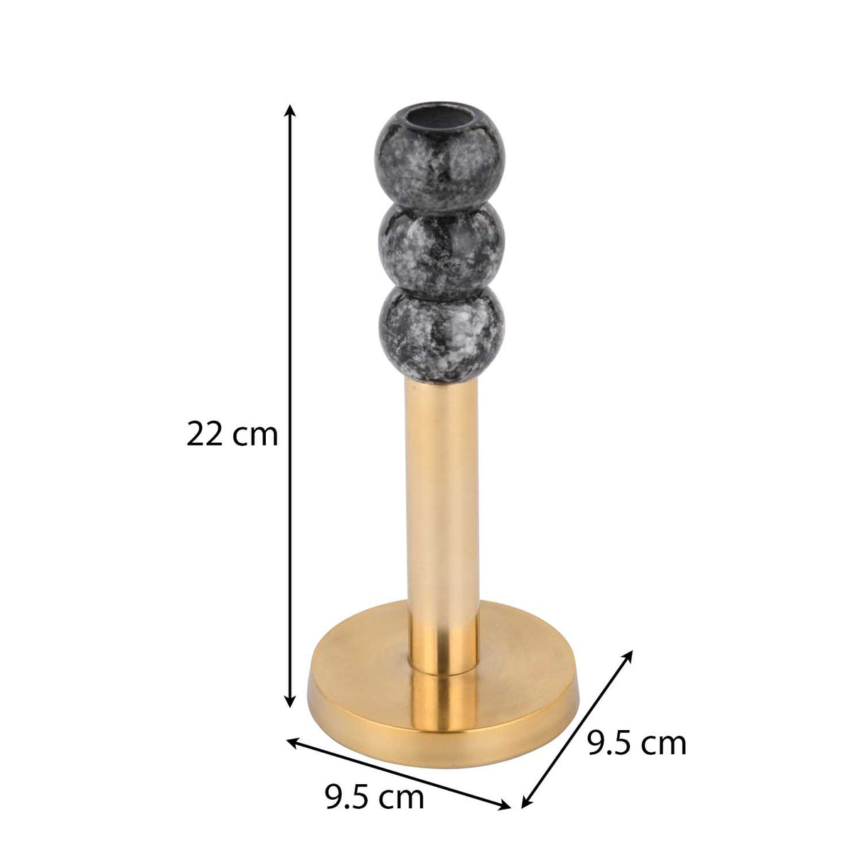 Decorative Stacked Metal Candle Holder- Black & Gold