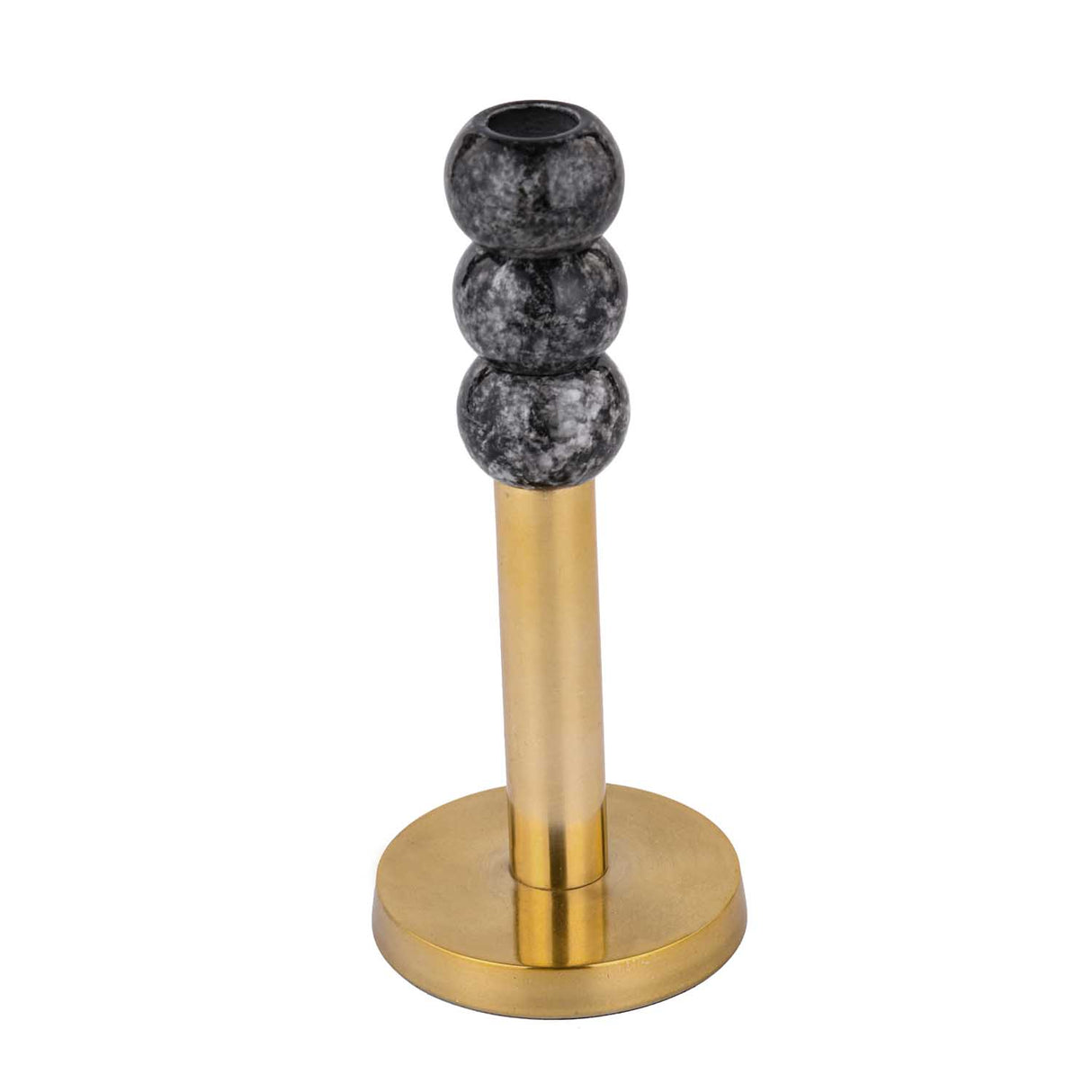 Decorative Stacked Metal Candle Holder- Black & Gold