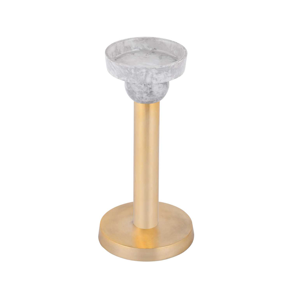 Decorative Tiered Pillar Metal Candle Holder- White & Gold