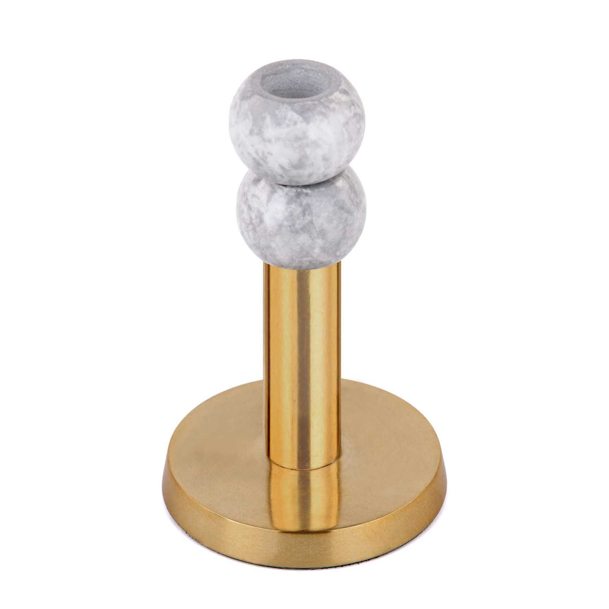 Decorative Stacked Metal Candle Holder- White & Gold