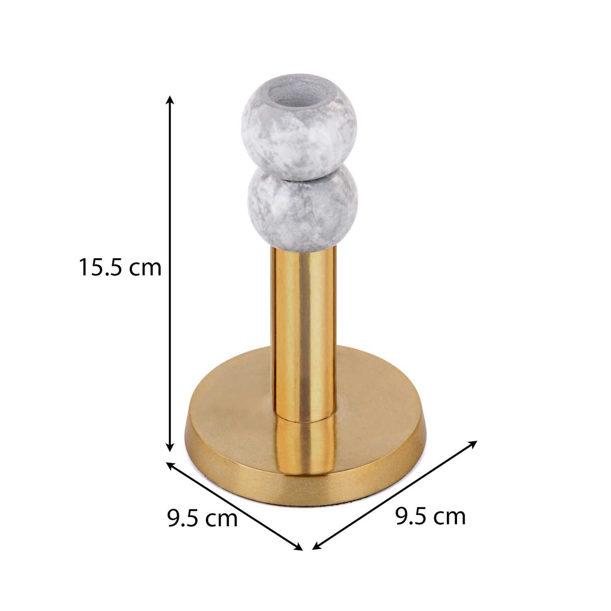 Decorative Stacked Metal Candle Holder- White & Gold
