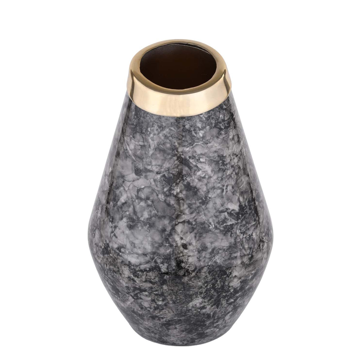 Bulb Shaped Metal Vase- Black & Gold