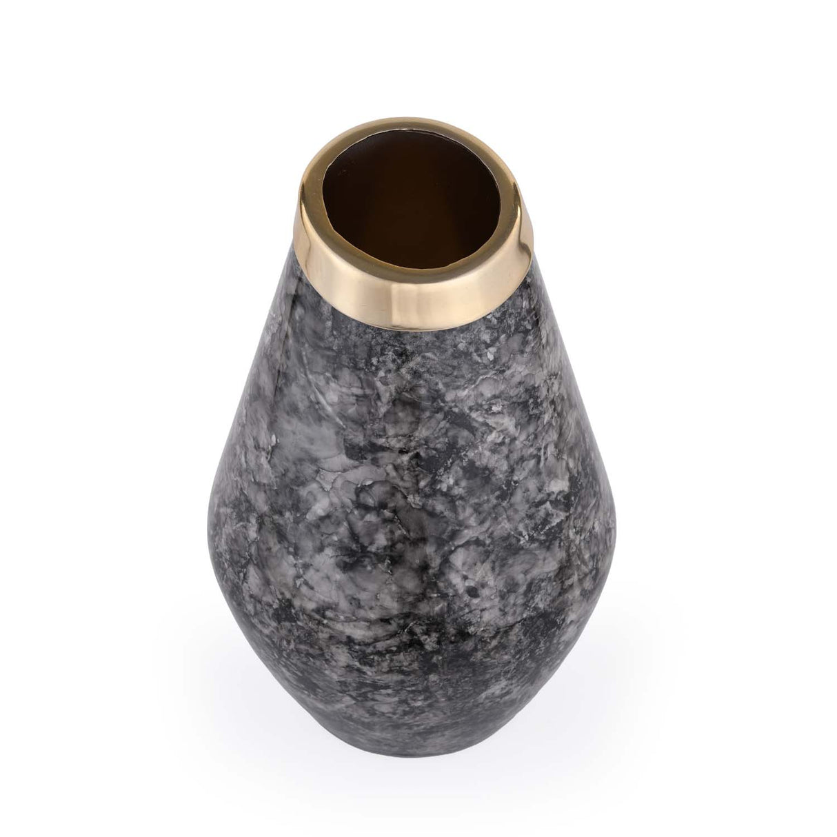 Bulb Shaped Metal Vase- Black & Gold