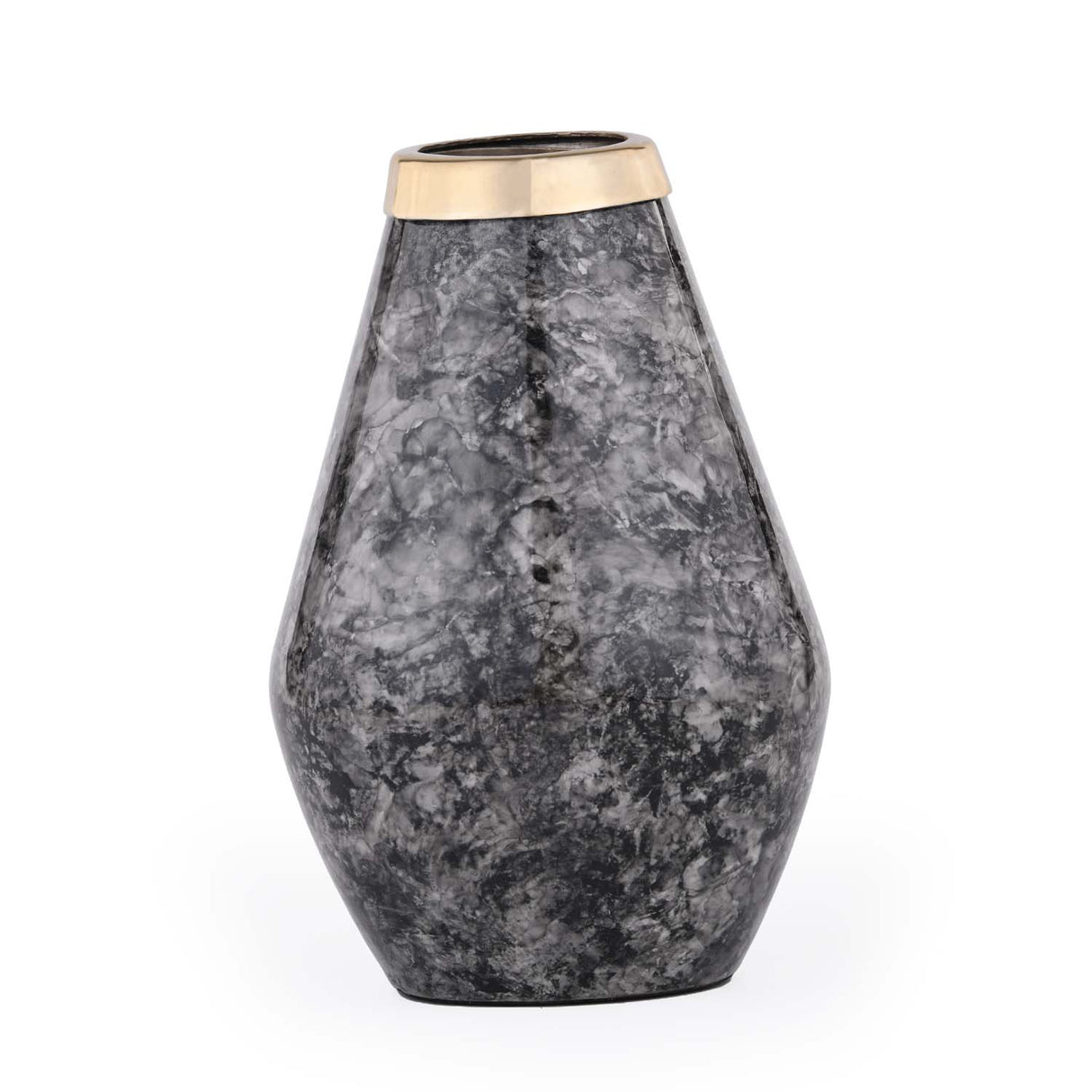 Bulb Shaped Metal Vase- Black & Gold