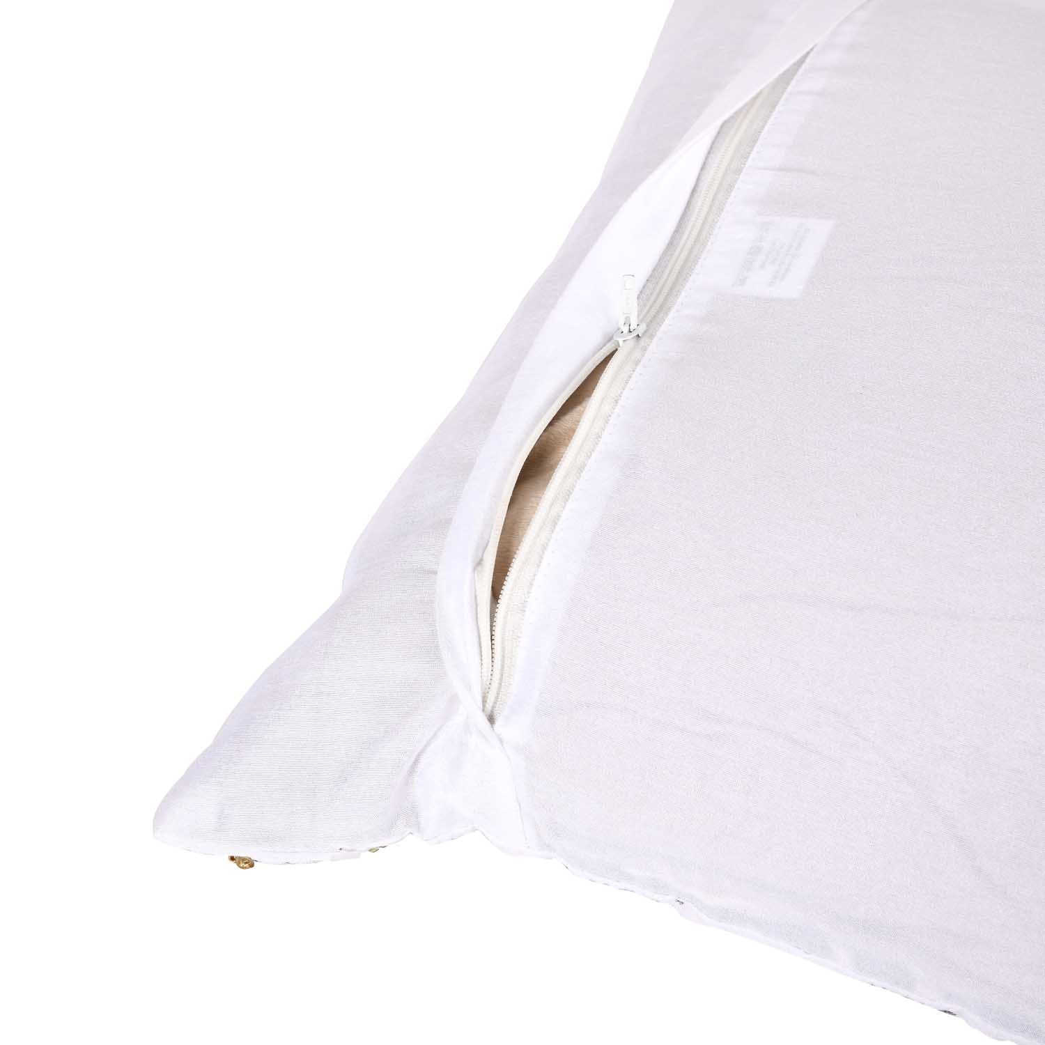 Wavy Pattern Polyester Cushion Cover- Gold and Grey