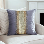 Patch Pattern Polyester Cushion Cover- Gold and Grey