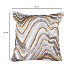 Wavy Pattern Polyester Cushion Cover- Gold and Grey