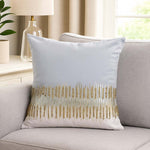 Stripes Polyester Cushion Cover- Gold and Grey