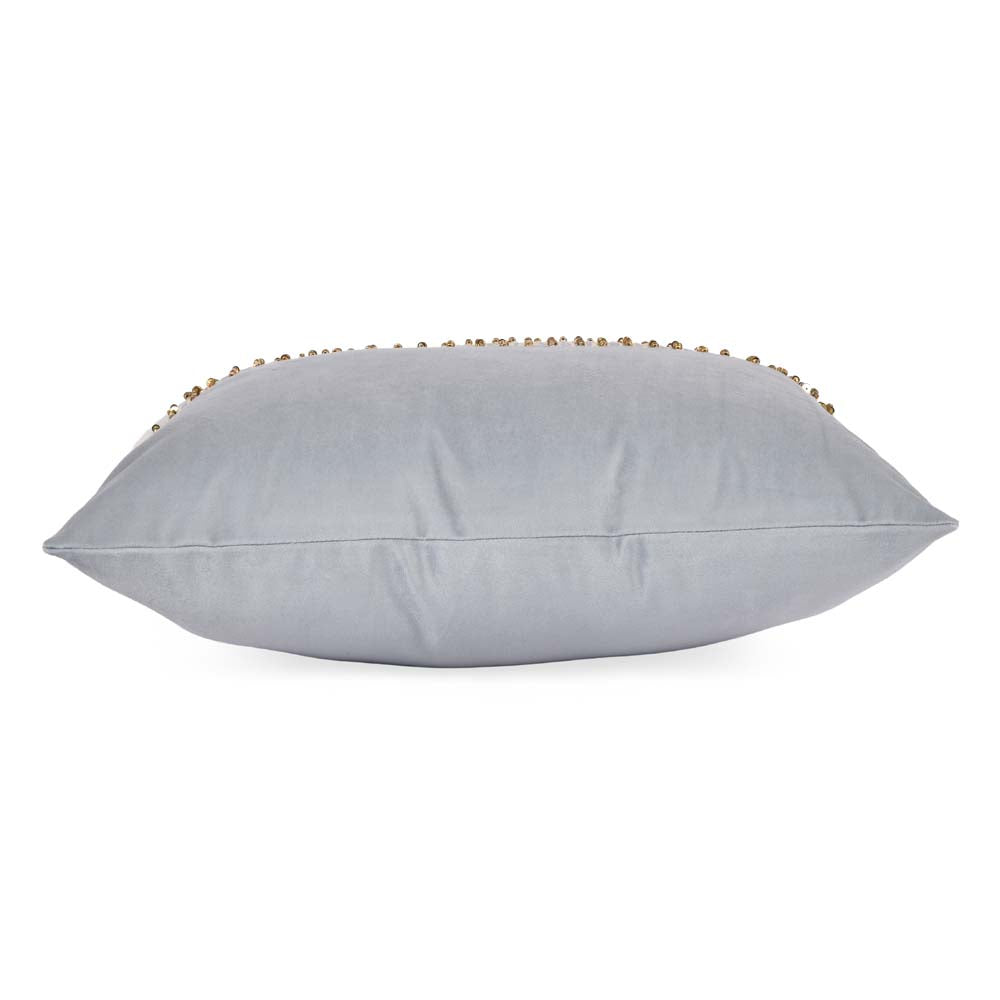 Stripes Polyester Cushion Cover- Gold and Grey