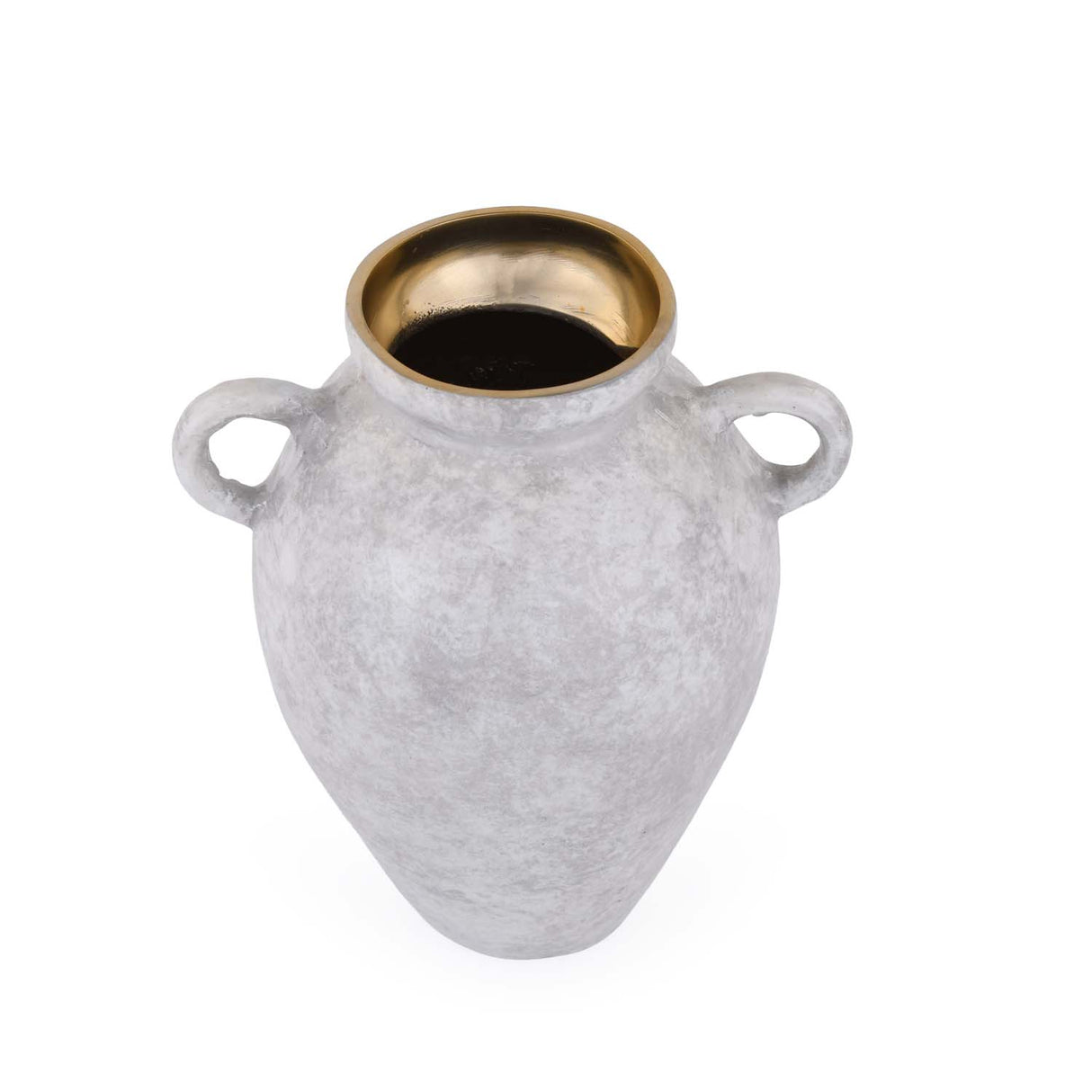 Urn Style Metal Vase- White & Gold