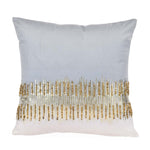 Stripes Polyester Cushion Cover- Gold and Grey