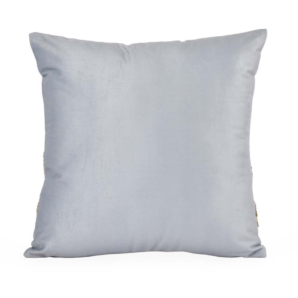 Stripes Polyester Cushion Cover- Gold and Grey