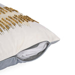 Stripes Polyester Cushion Cover- Gold and Grey