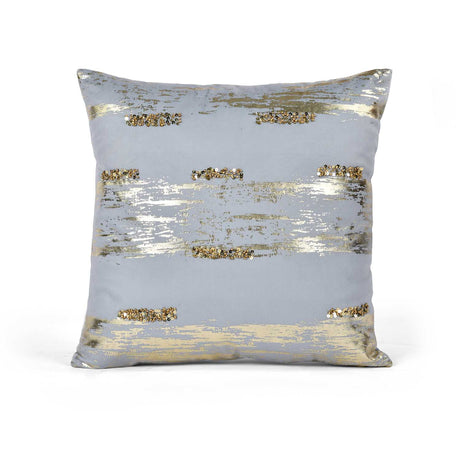 Abstract Pattern Polyester Cushion Cover- Gold and Grey