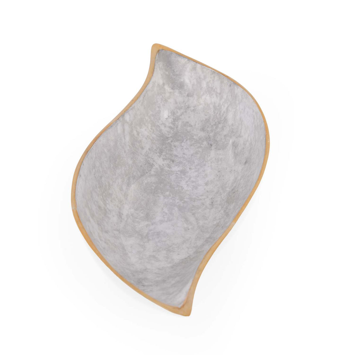 Leaf Shaped Metal Decorative Platter- White & Gold