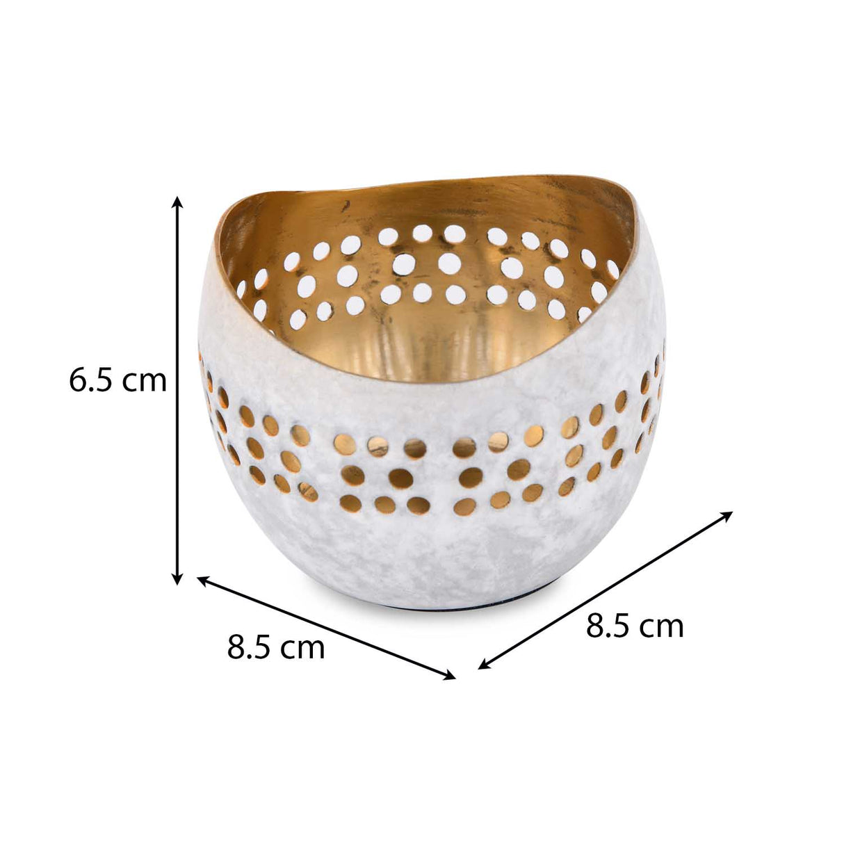 Decorative Cutwork Metal Votive - White & Gold