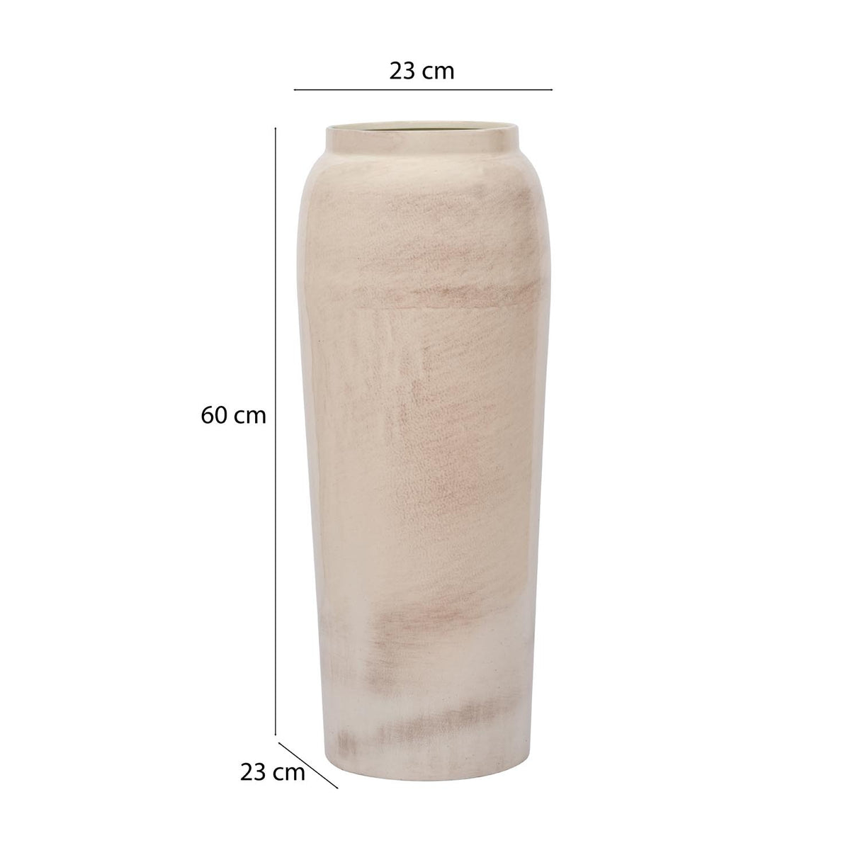 Tall Column Metal Floor Vase- Beige