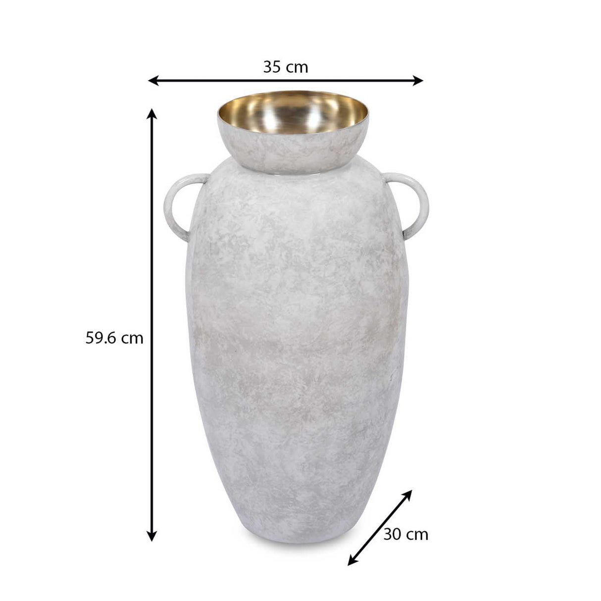 Urn Style Metal Floor Vase- White & Gold