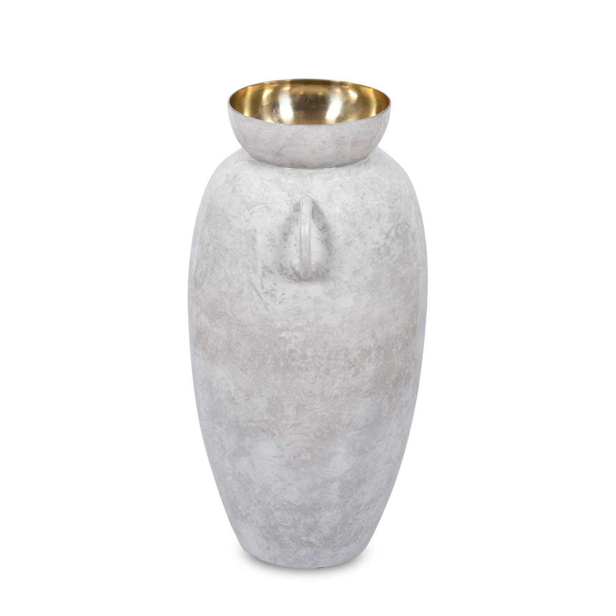 Urn Style Metal Floor Vase- White & Gold