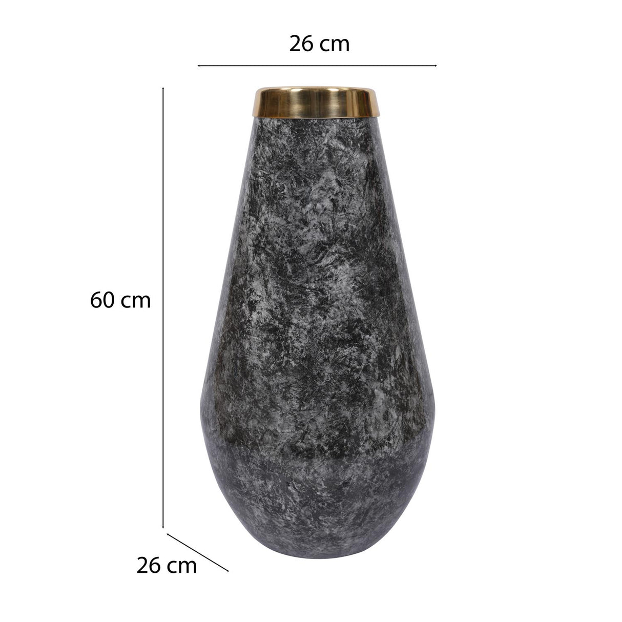 Bulb Shaped Metal Floor Vase- Black & Gold