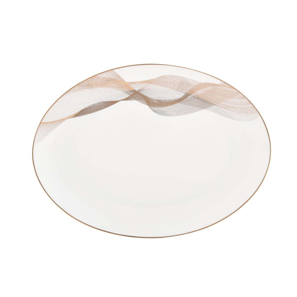 36 Pieces Swirl Porcelain Dinner Set- White and Gold