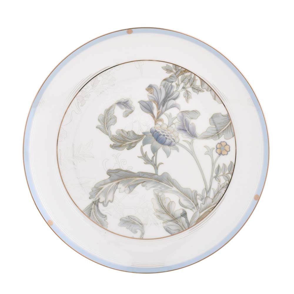 38 Pieces Leafora Porcelain Dinner Set- White and Blue