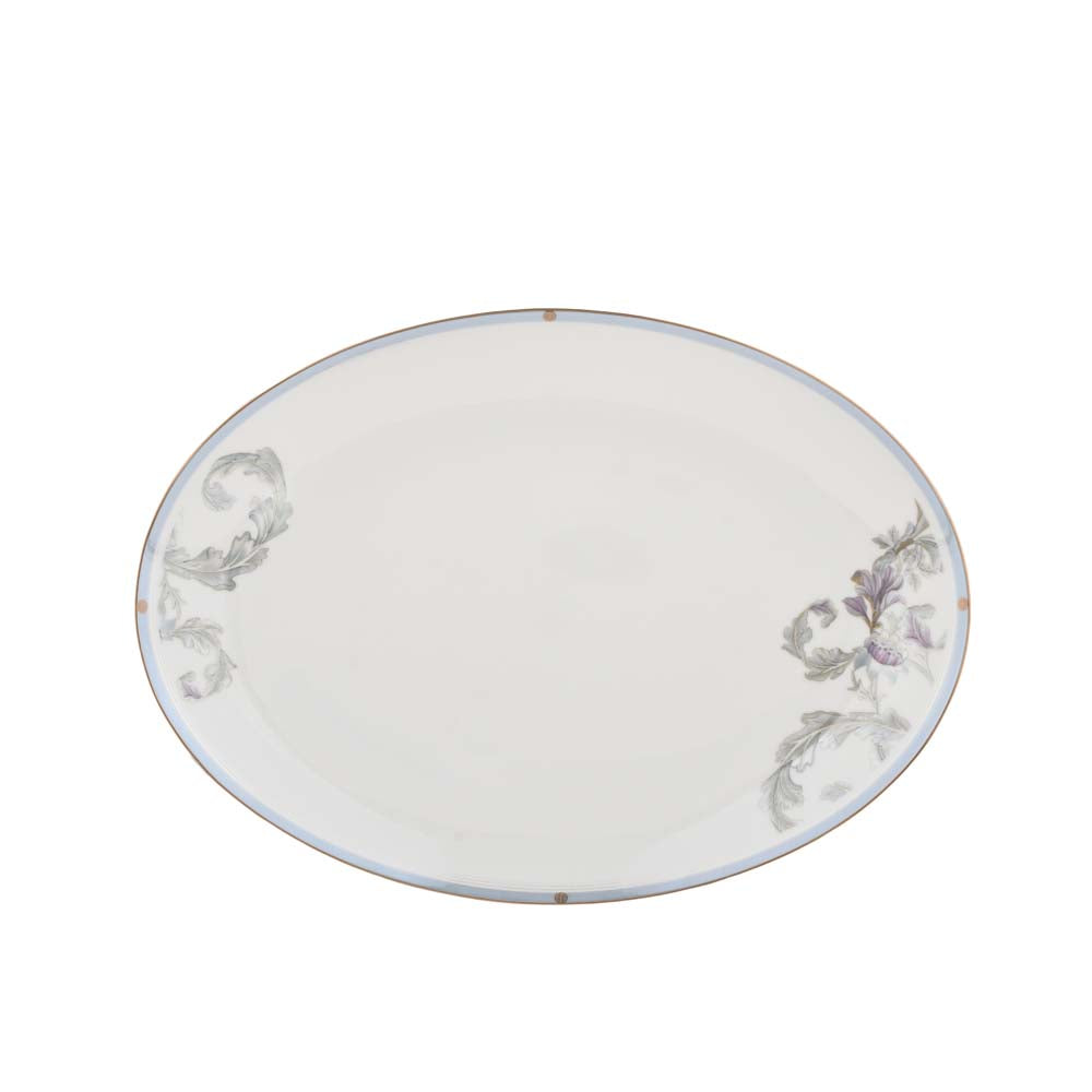 38 Pieces Leafora Porcelain Dinner Set- White and Blue