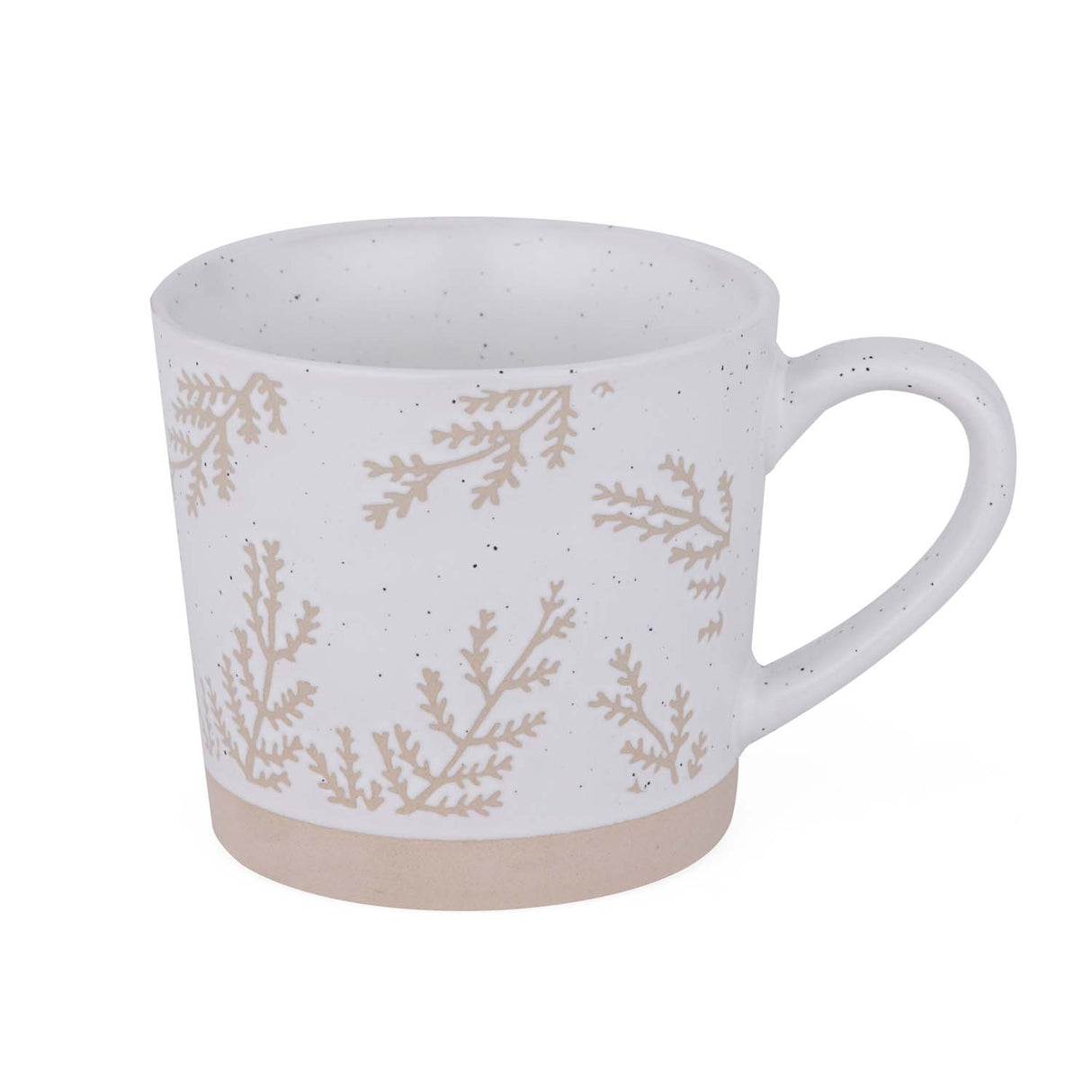 Leaf Design 400 ml Ceramic Coffee Mug- Beige